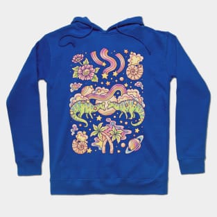 Love You Till Extinction II: Corythosaurus Couple | Dinosaur Science Fantasy Art Hoodie